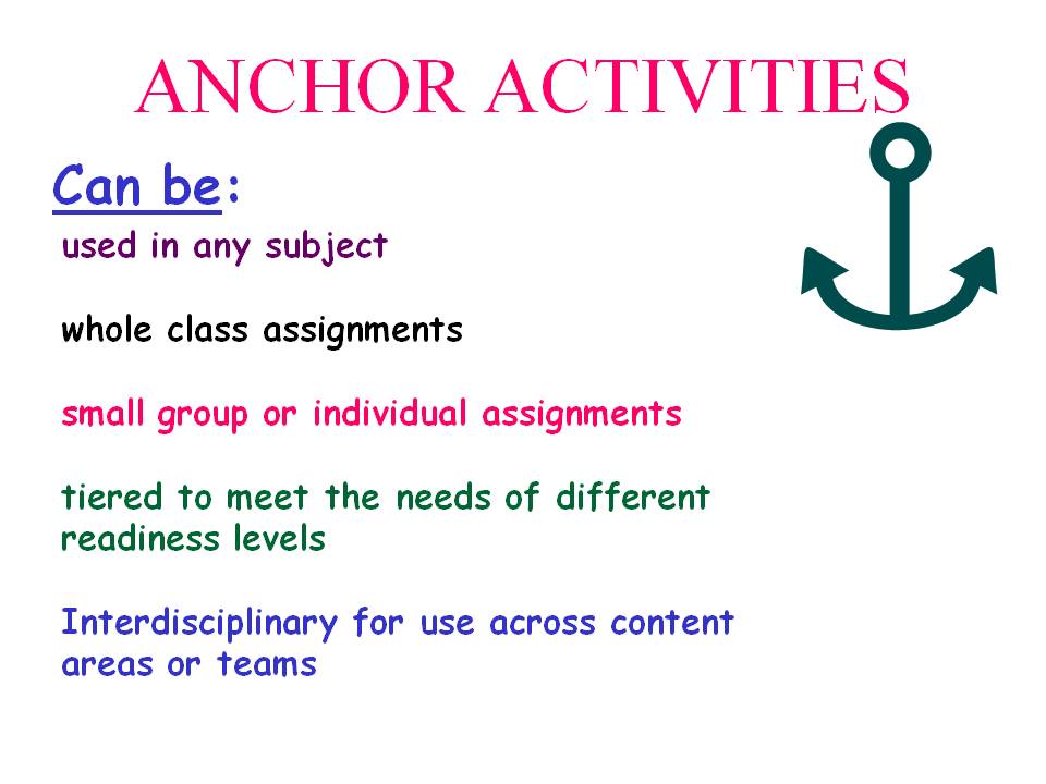 2differentiate / Anchor Activities